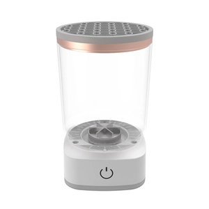 USB electric makeup brush cleaner and dryer with transparent lid and rose gold trim