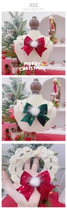 Detail of Christmas pet collar featuring a knitted lace edge and gold star velvet bow