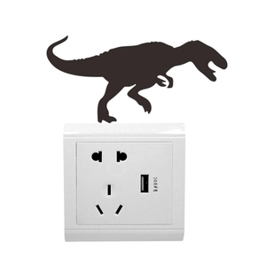 Minimalist black dinosaur silhouette light switch sticker for modern wall decor