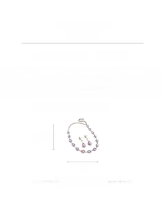 Detailed size chart of purple teardrop crystal necklace and earring set with dimensions