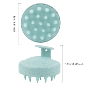 Mint green 19-tooth silicone scalp massage brush with 8cm diameter and 6.7cm height