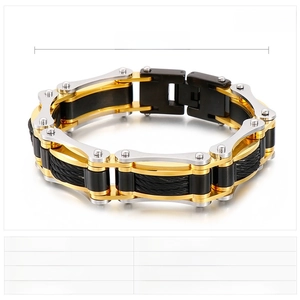 Détails du bracelet punk en acier inoxydable avec spécifications de 220x15mm et poids 115g