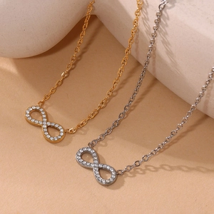 Collier infini double rang en zircon avec plaquage or 18K et argent sur socles en pierre