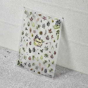 Pegatinas adhesivas para uñas con diseños de hojas tropicales y suculentas de Tomoni
