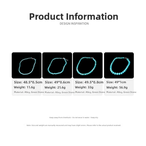 Comparaison de taille des colliers de perles de turquoise vintage de 5 mm à 10 mm