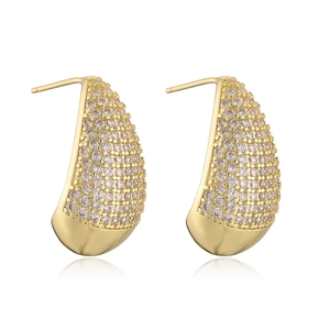 Pendientes de gota dorados de lujo con pavé de circonitas para mujer