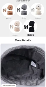 Close-up of the thick artificial plush lining and knit texture of the winter set