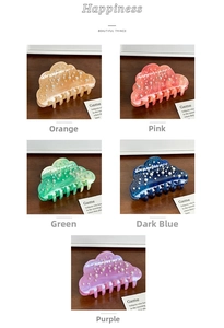 Cloud-shaped hair claws with pearls in five colors including orange and navy blue