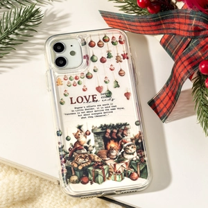 Custodia per iPhone trasparente con gatti natalizi e motivi festivi classici