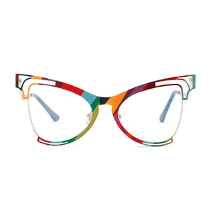 Chic multi-color butterfly frame glasses with anti-blue light lenses and metal accents