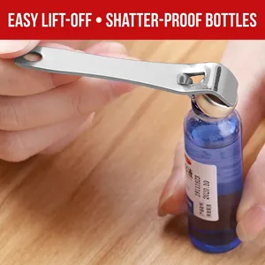 Bottle Opener Stainless Steel Portable Ampoule Vial Opener Medicine Bottle Lid Remover Tool Multi-functional Keychain Hole Silver