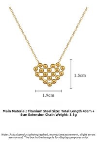 Detailed view of hollow heart pendant in titanium steel with measurement annotations