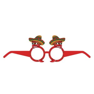 Lunettes de fête mexicaines piment rouge avec sombreros pour photos d'anniversaire