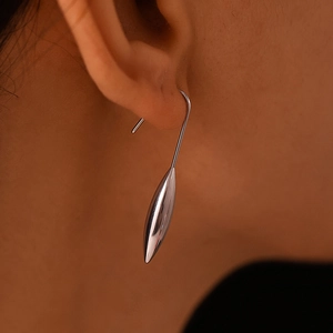 Minimalist silver stainless steel water drop earrings for women with elegant hook design