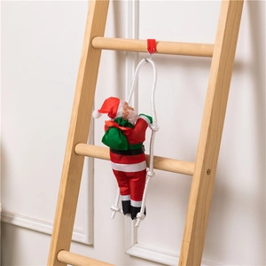 Christmas Santa Claus climbing a rope ladder hanging ornament for festive holiday home decor