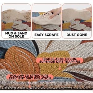 Heavy-duty outdoor entry mat with high-elastic nylon silk and hollow structure for dirt removal