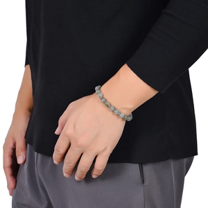 Bracciale da uomo con pietre map stone da 8mm e dettagli in acciaio inossidabile