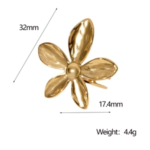 Dimensions détaillées de la bague fleur dorée indiquant 32mm de long et 4,4g de poids