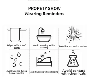 Guide showing jewelry care instructions with icons for hip hop style pendant necklaces