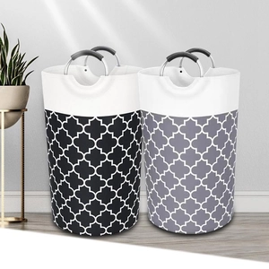 Large Foldable Laundry Basket Waterproof Oxford Cloth Hamper With Round Aluminum Handle Moroccan Pattern Home Organization