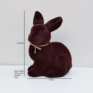 Detailed size parameters for the 18.5cm moss brown flocked Easter bunny desktop ornament