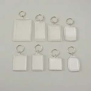 DIY Transparent Acrylic Photo Keychains Blank Insert Picture Frame Keyring Heart Round Square Shapes Gift