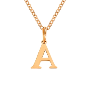 Minimalist 18K rose gold plated initial A pendant necklace with elegant O-chain link