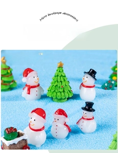Detailed view of luminous resin snowman and Christmas tree miniatures for DIY decor