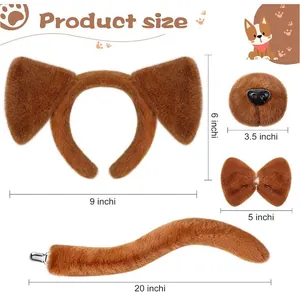 Größenangaben für das Dalmatiner-Cosplay-Set inklusive Ohren, Nase, Fliege und 20-Zoll-Schwanz