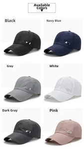 Selection of quick-dry baseball caps in black navy grey white and pink colors