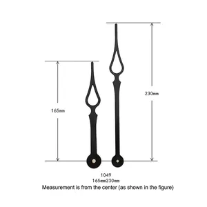 1049 model black clock hands set in minimalist style, sizes 165mm and 230mm for DIY clocks