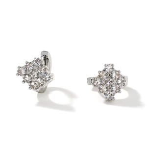 Elegant silver square earrings with micro-paved cubic zirconia for a sparkling summer look
