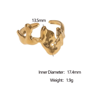 Detailed view of lava style gold ring with 17.4mm inner diameter and 13.5mm height