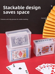 Stackable transparent plastic storage cases for playing cards with secure flip lids