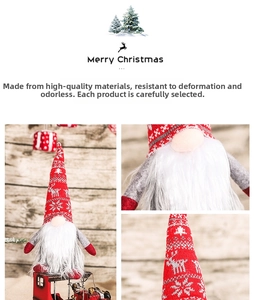 Gros plan détaillé d'un lutin de Noël avec un bonnet rouge tricoté aux motifs de flocons