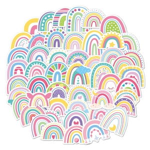 Variety pack of 50 cute waterproof cartoon rainbow stickers for laptops and water bottles