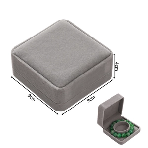 Grey velvet jewelry box with dimensions 9x9x4cm for bracelets and pendants storage