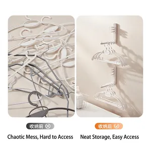 Space-saving wall-mounted organizer for clothes hangers with multi-tier vertical design