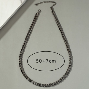 Gunmetal grey hip hop Cuban link chain with 50+7cm adjustable lobster clasp