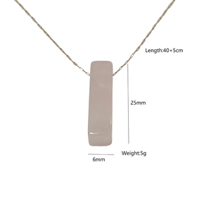 Detailed view showing a 25mm pink crystal pendant with 40+5cm chain length and size specs