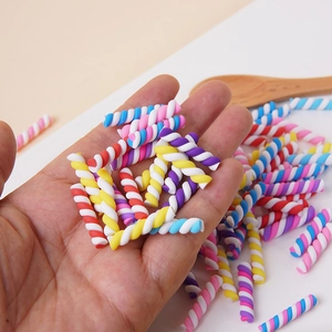Bâtonnets de guimauve en argile en spirale colorée pour bricolage et décoration
