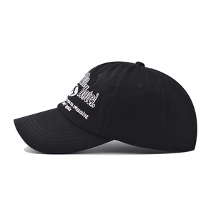 Washed cotton baseball cap in black with Holin Hotel dolphin embroidery for men and women