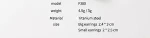 Size chart showing dimensions and weight for heart-shaped titanium steel hoop earrings
