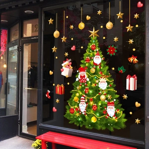 Christmas tree wall stickers and festive decals set for holiday window decoration