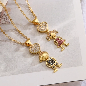 Vergoldete Kupfer Halskette Mit Herz Junge Mädchen Anhänger Und Zirkonia Trendy Schlüsselbeinkette Schmuck Für Damen