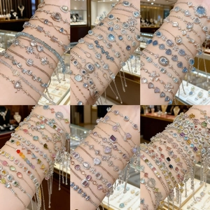 Bracelet Ajustable En Cuivre Avec Zircone Cubique Géométrique Coeur Carré Bijoux De Mode Minimaliste Pour Femme