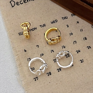 925 Sterling Silver Knot Hoop Earrings Minimalist Style Geometric Lightweight Versatile Jewelry For Women