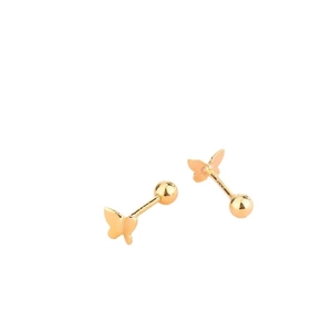 Polished gold butterfly screw back earrings crafted in S925 sterling silver with a sleek finish