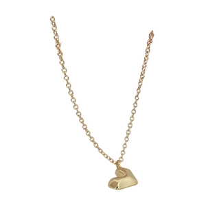 Minimalist 2-piece gold heart pendant necklace with pearl detail for women on white background