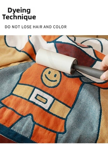 Detail showing lint roller on cotton towel to prove no shedding or color fading